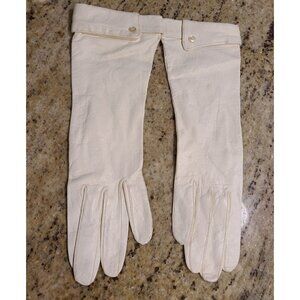 New! Vintage Size S 7 Cream Soft Leather Formal 11" Long Gloves Foldover Edge